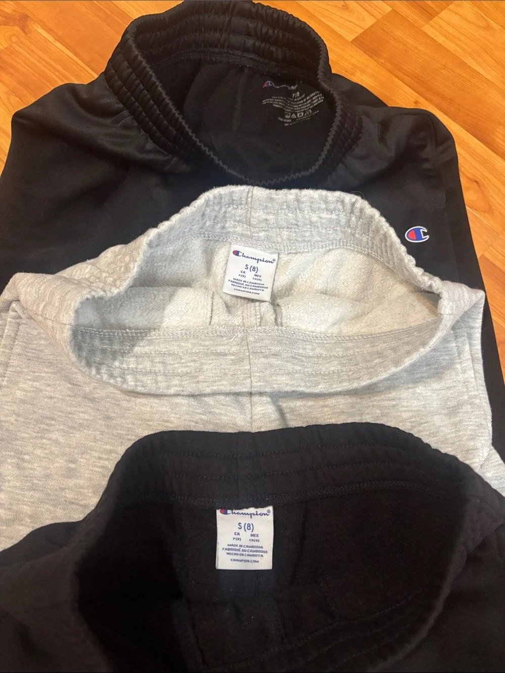Champion Kids Jogger Trio - Black & Gray Logo Sweatpants